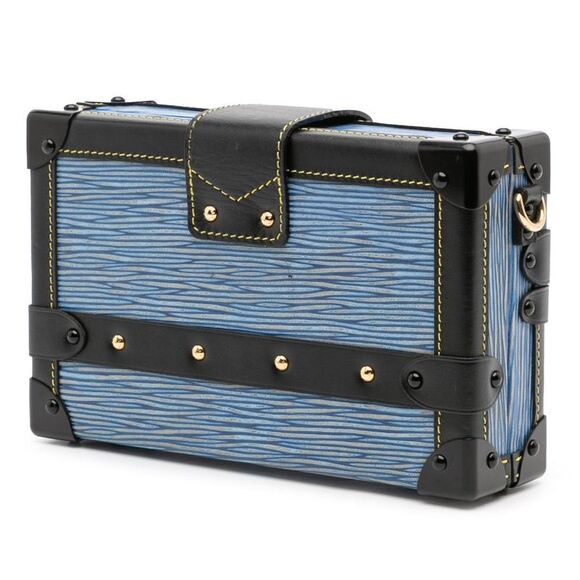 Pre Loved louis vuitton Trunk Clutch Epi Leather Bag Women Blue Crossbody Bags - Picture 2 of 8